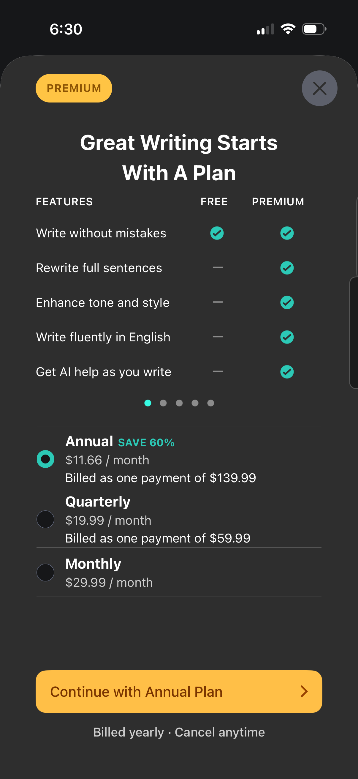 grammarly checkout screenshot